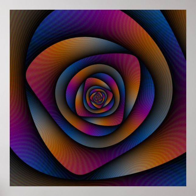 Poster  Spiral Labyrinth in Blue Orange and Pink (Front)