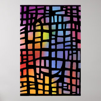 Poster: Stained Glass: Inside View: Vector Drawing Poster