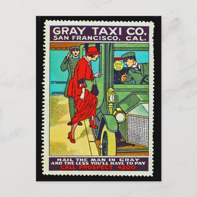 Poster Stamp Postcard Gray Taxi Co. SF (Front)