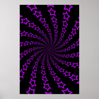 Poster: Star Spiral: Purple & Black Poster