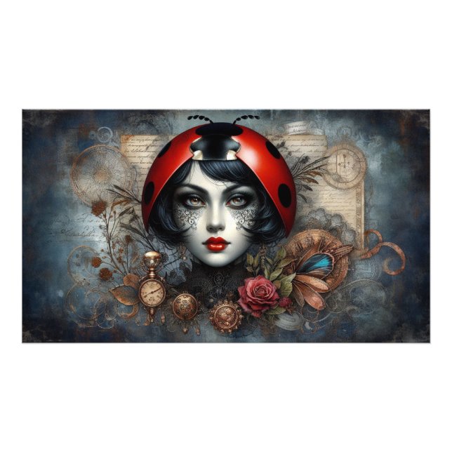 Poster Steampunk Gothic LadyBug Wall Art (Front)