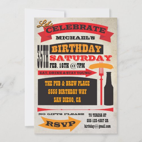 Poster Style 35th Birthday Celebration Invitations