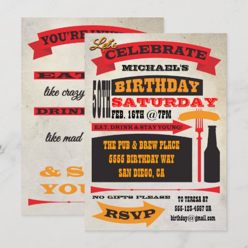 Poster Style 50th Birthday Celebration Invitation