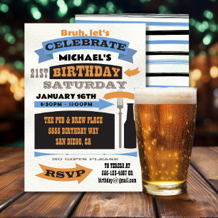Poster Style Bruh Beer Birthday Celebration Invitation