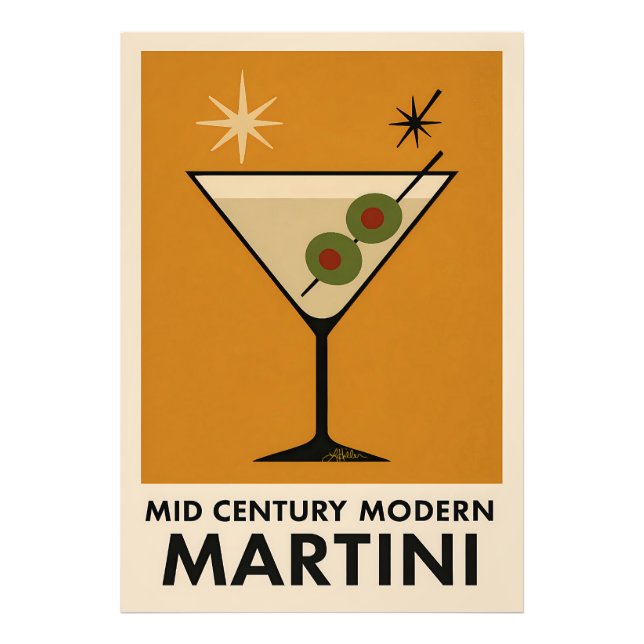 Poster Style Mid Century Modern Martini (Front)