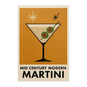 Poster Style Mid Century Modern Martini Acrylic Print