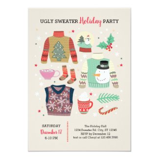 Poster Style Ugly Sweater Holiday Party Invitation