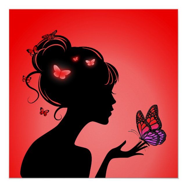 Poster The Woman Butterflies Red (Front)