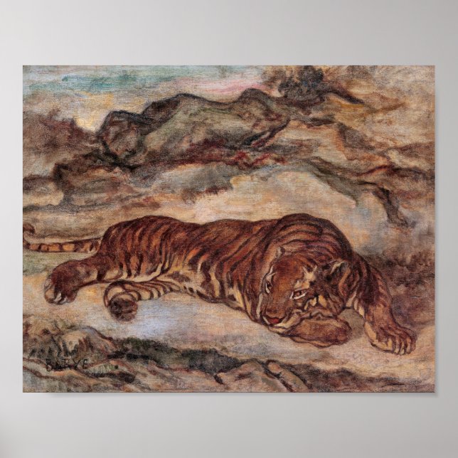 Poster "Tiger in Repose" by Antoine-Louis Barye (Front)
