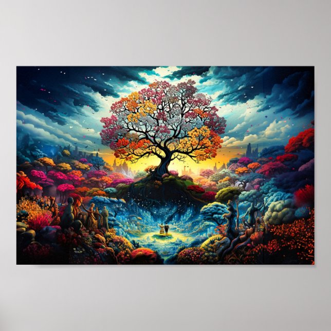 Poster - Tree of Life Colorful Rainbow Artwork (Front)