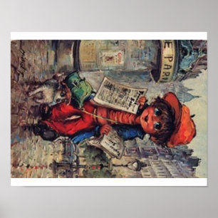 Poster urchin with the newspaper