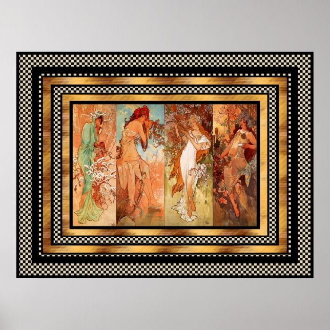 Poster Vintage Alphonse Mucha Panel Art Nouveau (Front)