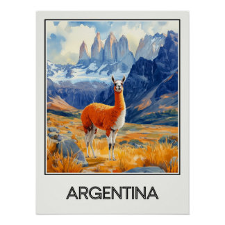 Poster vintage Argentina, Patagonia landscape