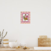 Poster Vintage Art Flowers Pink With Frame (Kitchen)
