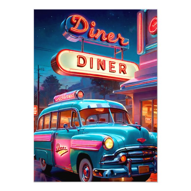 Poster Vintage Diner Lights (Front)