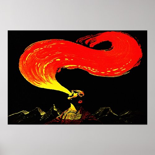 POSTER VINTAGE ILLUSION FIRE BREATHING EATING POP