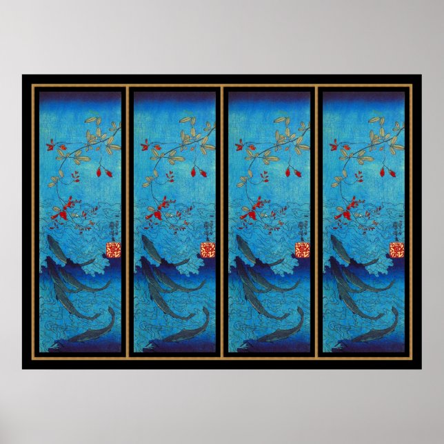 Poster Vintage Sharks Kuniyoshi 1797-1861, Utagawa (Front)