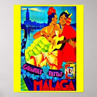 Poster-Vintage Travel Art-Malaga Poster