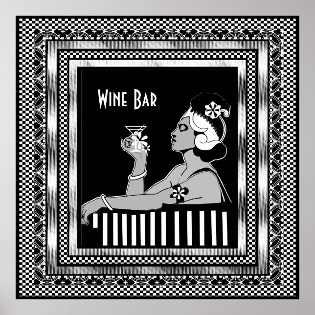 Poster Vintage Wine Bar Art Deco (Front)