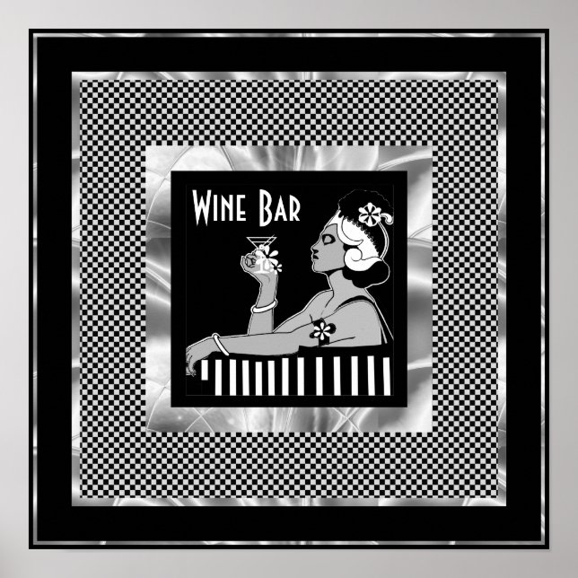 Poster Vintage Wine Bar Art Deco (Front)