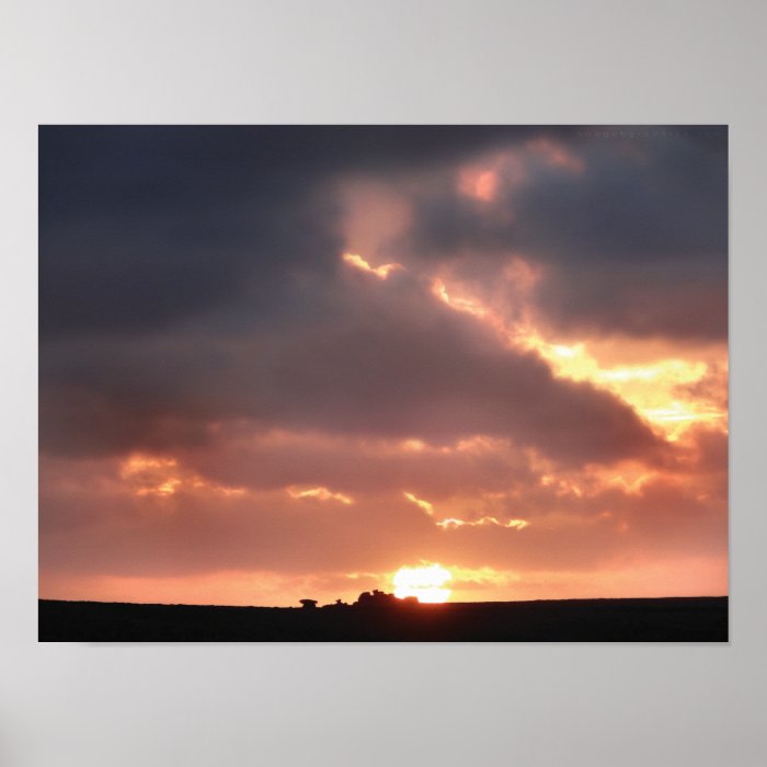 PosterWide Angle Sunset Chûn Quoit Carn Kenidjack