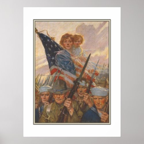 Poster with American WWII Propaganda Print