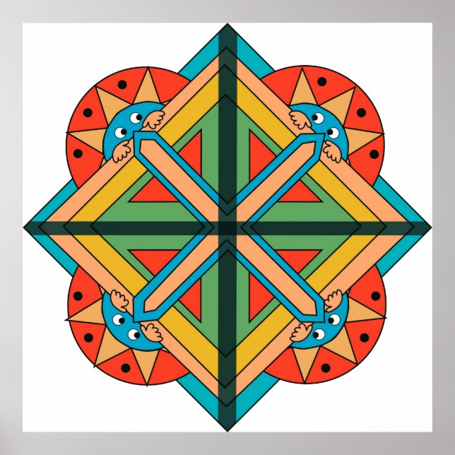 Poster with Art Deco Theme and Funny Faces (Front)