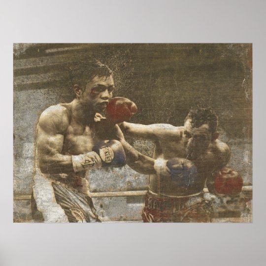 Poster with Boxing Scene from the Ringside Zazzle