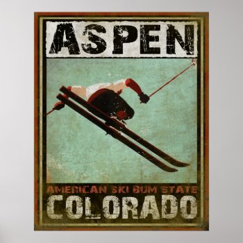 Poster With Cool Aspen Ski Print by cardland at Zazzle