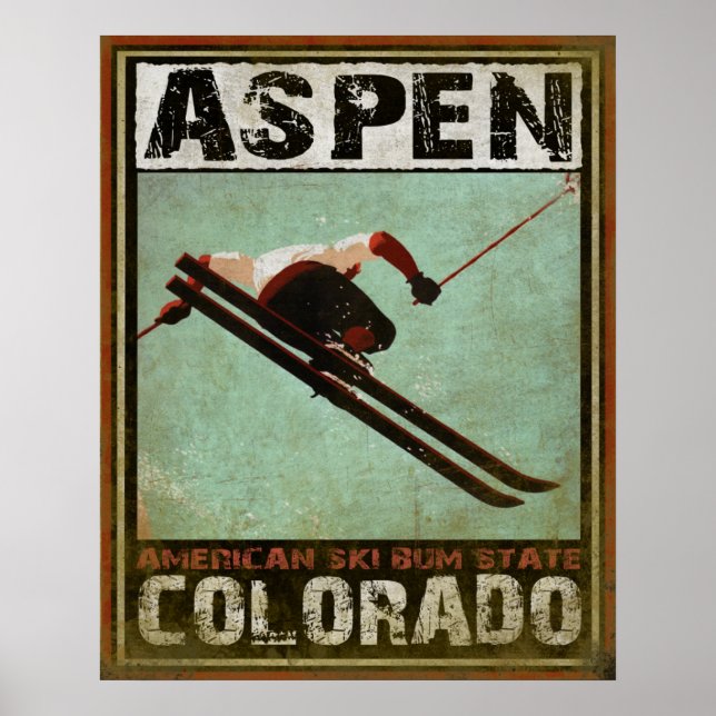 Poster with Cool Aspen Ski Print (Front)