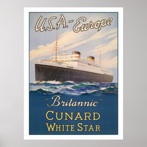 Poster with Cruise Ship Advertising Poster