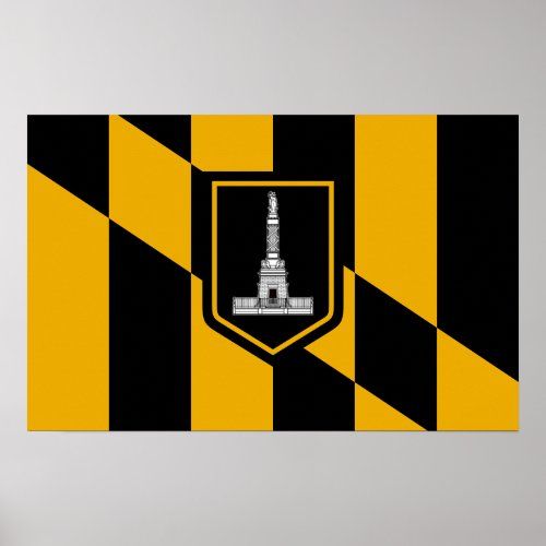Poster with Flag of Baltimore Maryland USA