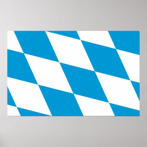 Poster with Flag of Bavaria Germany