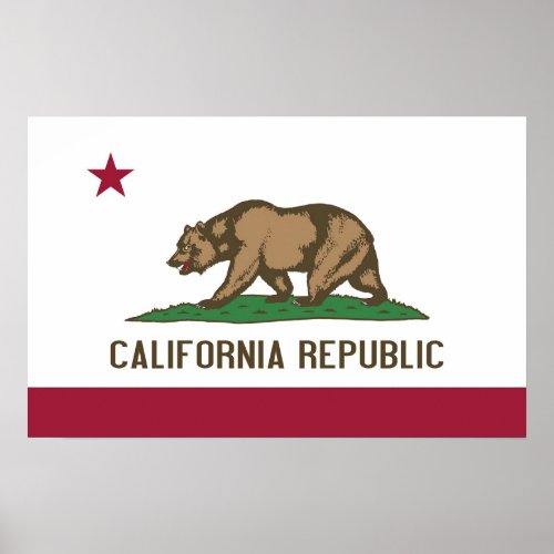 Poster with Flag of California USA