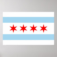 Poster with Flag of  Chicago, Illinois, U.S.A.