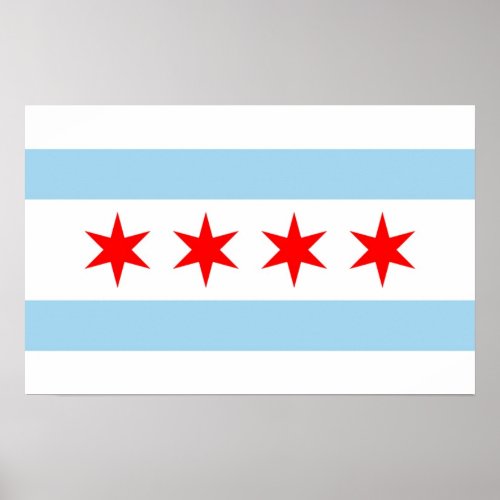Poster with Flag of  Chicago Illinois USA