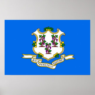 Poster with Flag of Connecticut, U.S.A.
