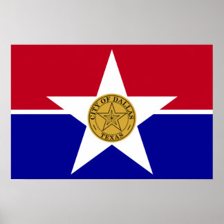 Poster with Flag of Dallas, USA