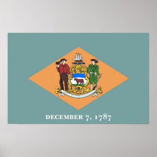 Poster with Flag of Delaware, U.S.A.