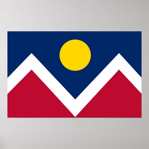 Poster with Flag of Denver Colorado USA