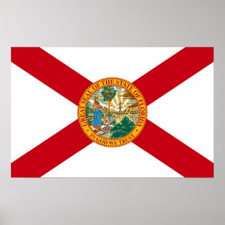 Poster with Flag of Florida, U.S.A.
