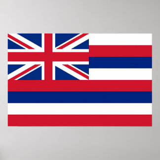 Poster with Flag of Hawaii, U.S.A.