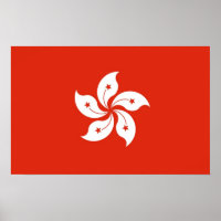 Poster with Flag of Hong Kong, China