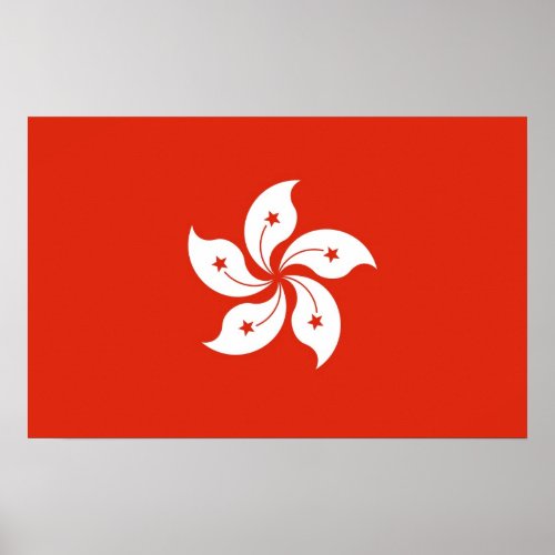 Poster with Flag of Hong Kong China