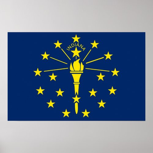 Poster with Flag of Indiana USA