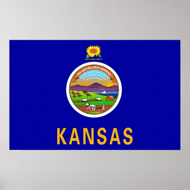 Poster with Flag of Kansas, U.S.A. (Front)