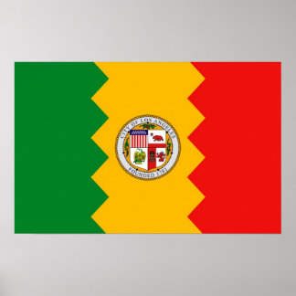 Poster with Flag of Los Angeles,California, U.S.A.