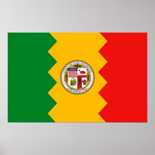 Poster with Flag of Los AngelesCalifornia USA