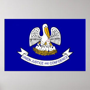 Poster with Flag of Louisiana, U.S.A.
