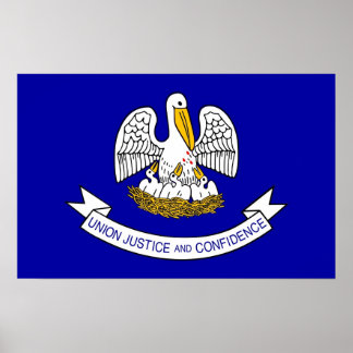 Poster with Flag of Louisiana, U.S.A.